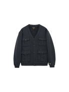 USAGE Cotton Safari Pocket Cardigan Sweatshirt in Navy Blue