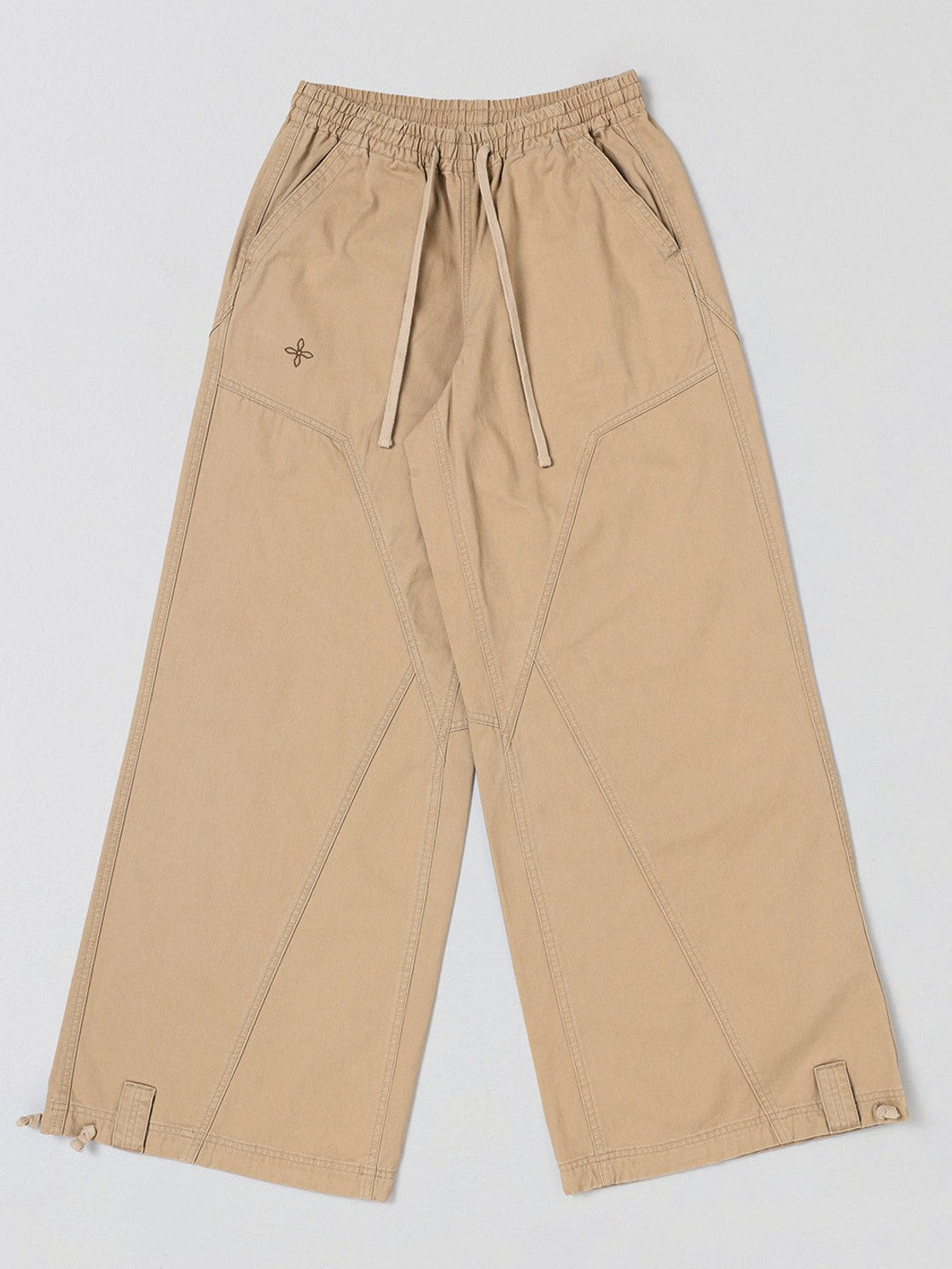 SMFK Wide Leg Cotton Cargo Sweatpants in Beige
