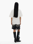 MASONPRINCE Washed Distressed Denim Shorts in Gray - On Model