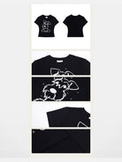 BeerBro Schnauzer Rhinestone Cropped Tee in Black - Detail