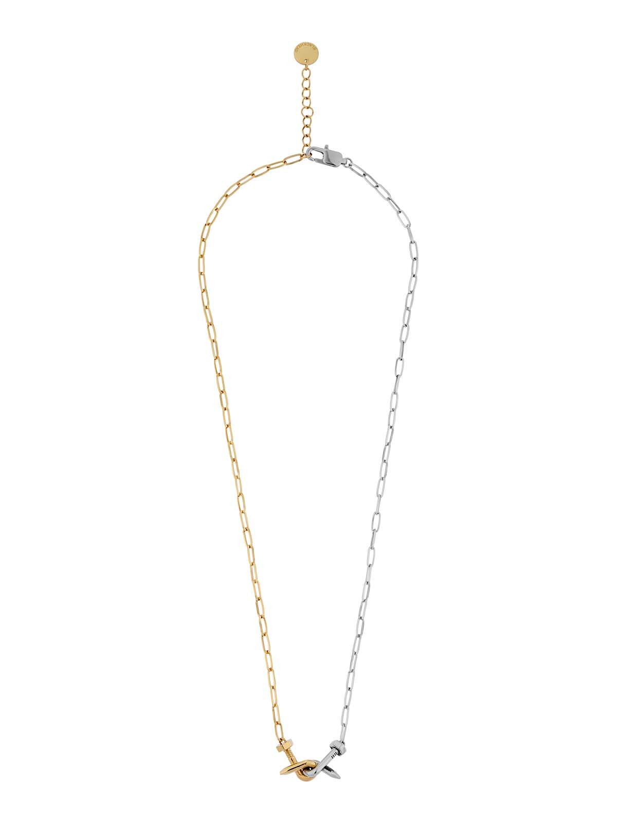BLACKHEAD Two Tone Twisted Nail Steel Necklace in Gold