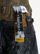 BLINDNOPLAN Faux Leather Layered Cargo Pants in Black - On Model