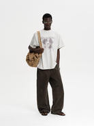 MASONPRINCE BESTMAN Puppy Graphic Cotton T Shirt in Gray - On Male Model