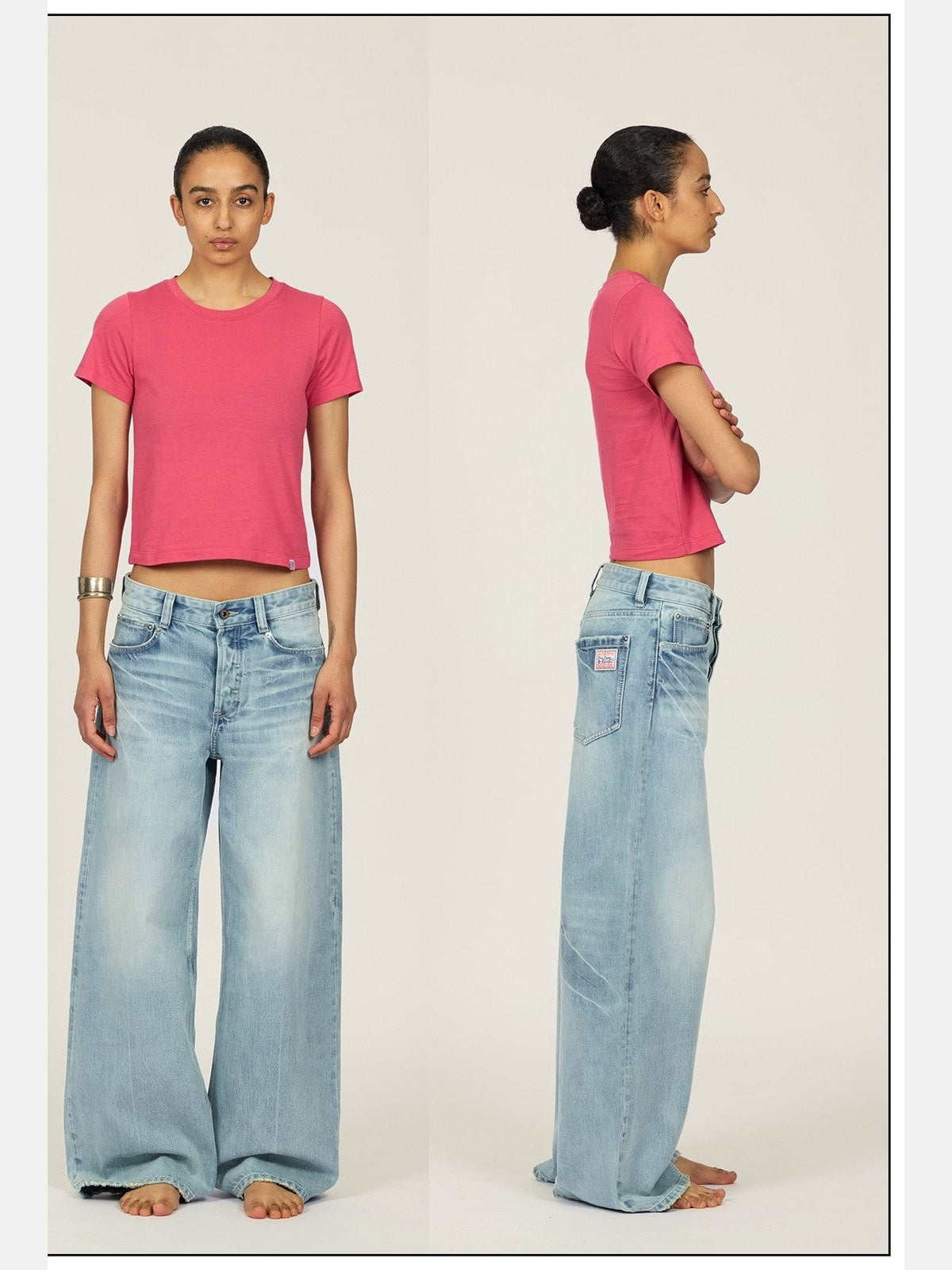 FaxCopyExpress Classic Cotton Logo T Shirt in Pink - On Female Model