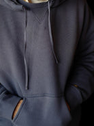 USAGE Faded Vintage Wash Hoodie in Blue - On Male Model