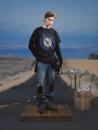 SOD Distressed Patchwork Jeans in Blue - On Male Model