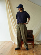 USAGE Heavyweight Herringbone Cargo Pants in Olive - On Male Model