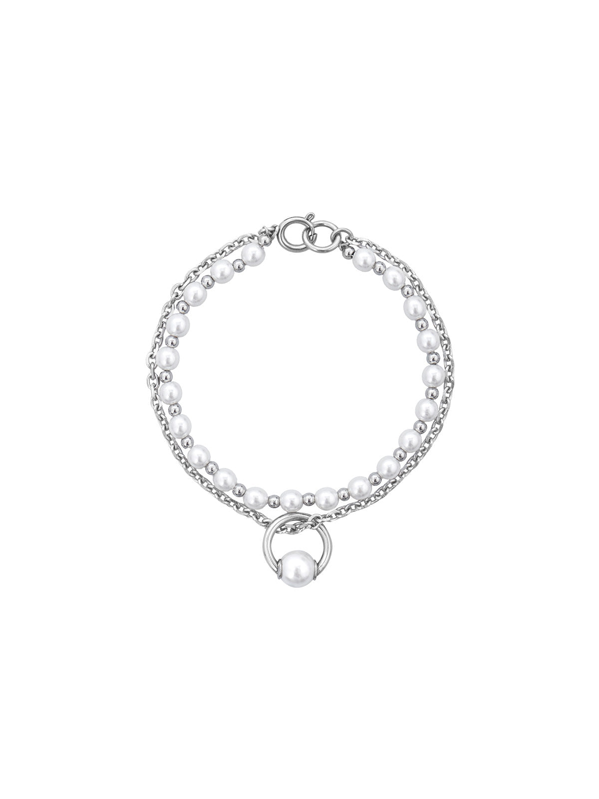 BLACKHEAD Double Layer Pearl Pendant Bracelet in Silver