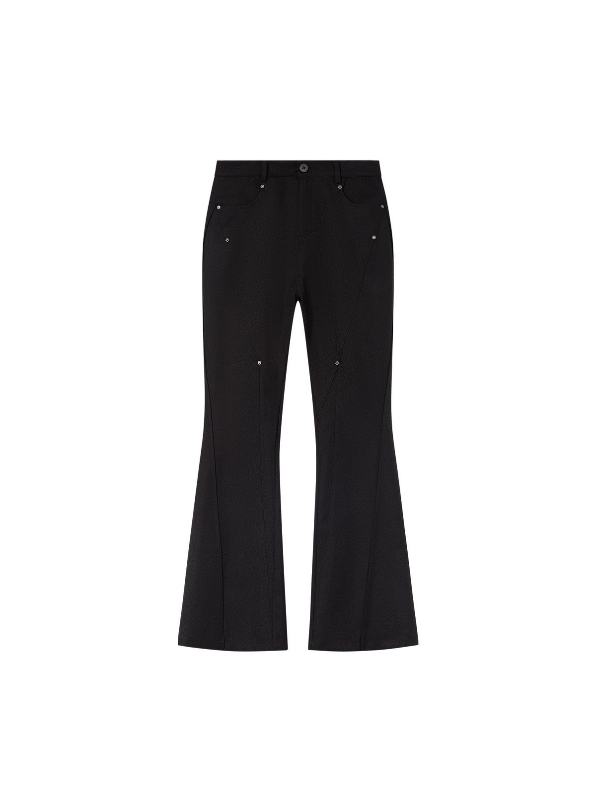 BLINDNOPLAN Diagonal Paneled Trousers with Rivets in Black