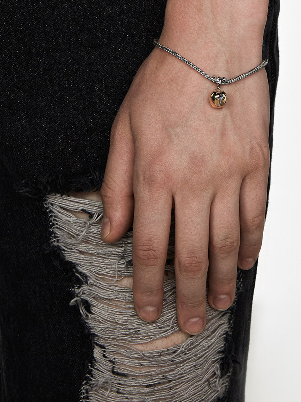 BLACKHEAD Two Tone Star Pendant Bracelet in Silver - On Model