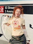 BEERBRO Puff Print Puppy Baby Tee in Cream - On Female Model