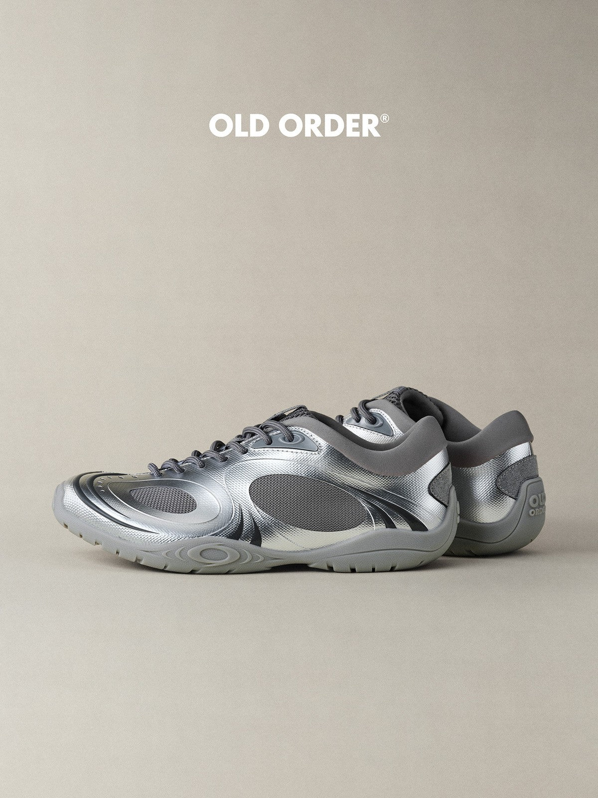 OLDORDER Metallic Chunky Track Sneakers in Silver