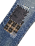 SOD Distressed Patchwork Jeans in Blue - Detail