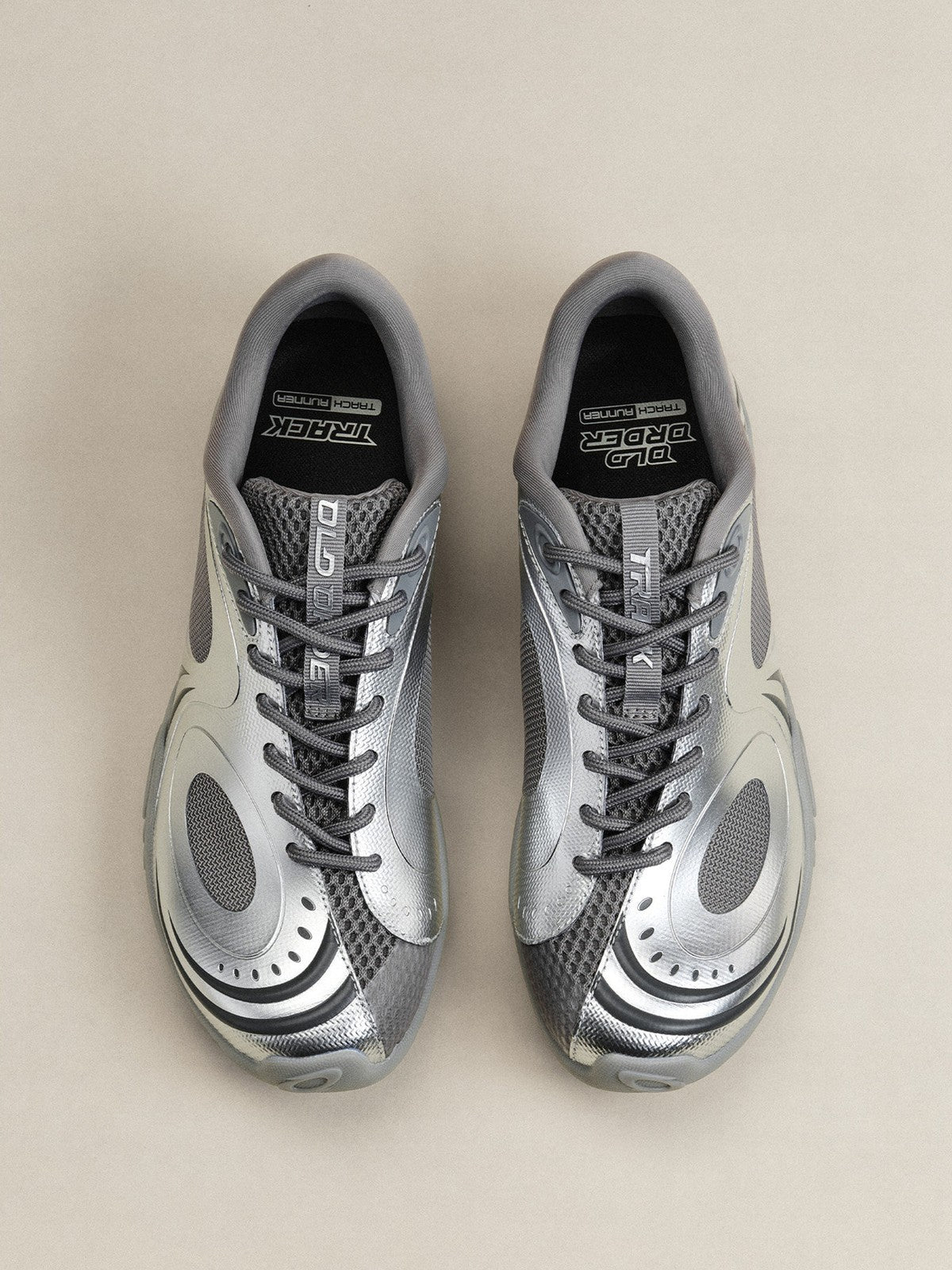 OLDORDER Metallic Chunky Track Sneakers in Silver