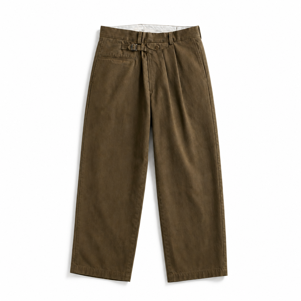 Mingstreet ASC launch still-life | USAGE | Pleated Cotton Twill Chinos | Olive | background_redo_2026-06-21
