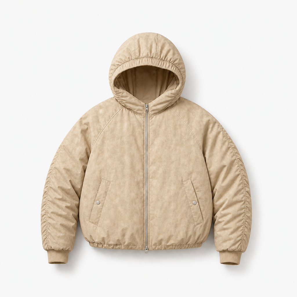 Mingstreet ASC launch still-life | BEERBRO | Washed Cotton Ruched Puffer | Beige | background_redo_2026-06-21
