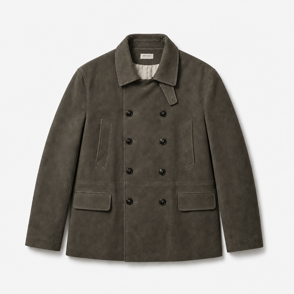 Mingstreet ASC launch still-life | SIMPLE PROJECT | Faux Suede Double Breasted Peacoat | Gray | background_redo_2026-06-21