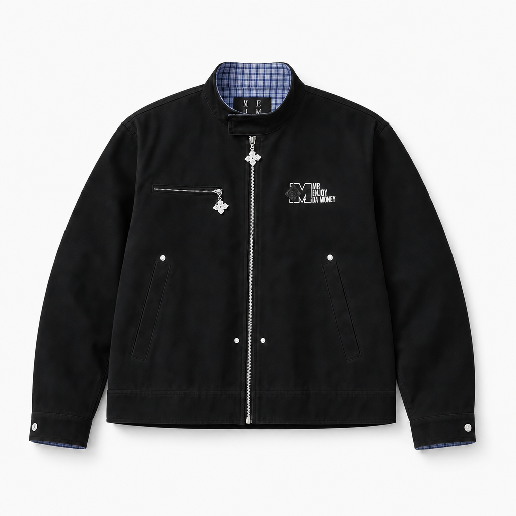 Mingstreet ASC launch still-life | MEDM | Plaid Collar Cotton Zip Up Jacket | Black | background_redo_2026-06-21