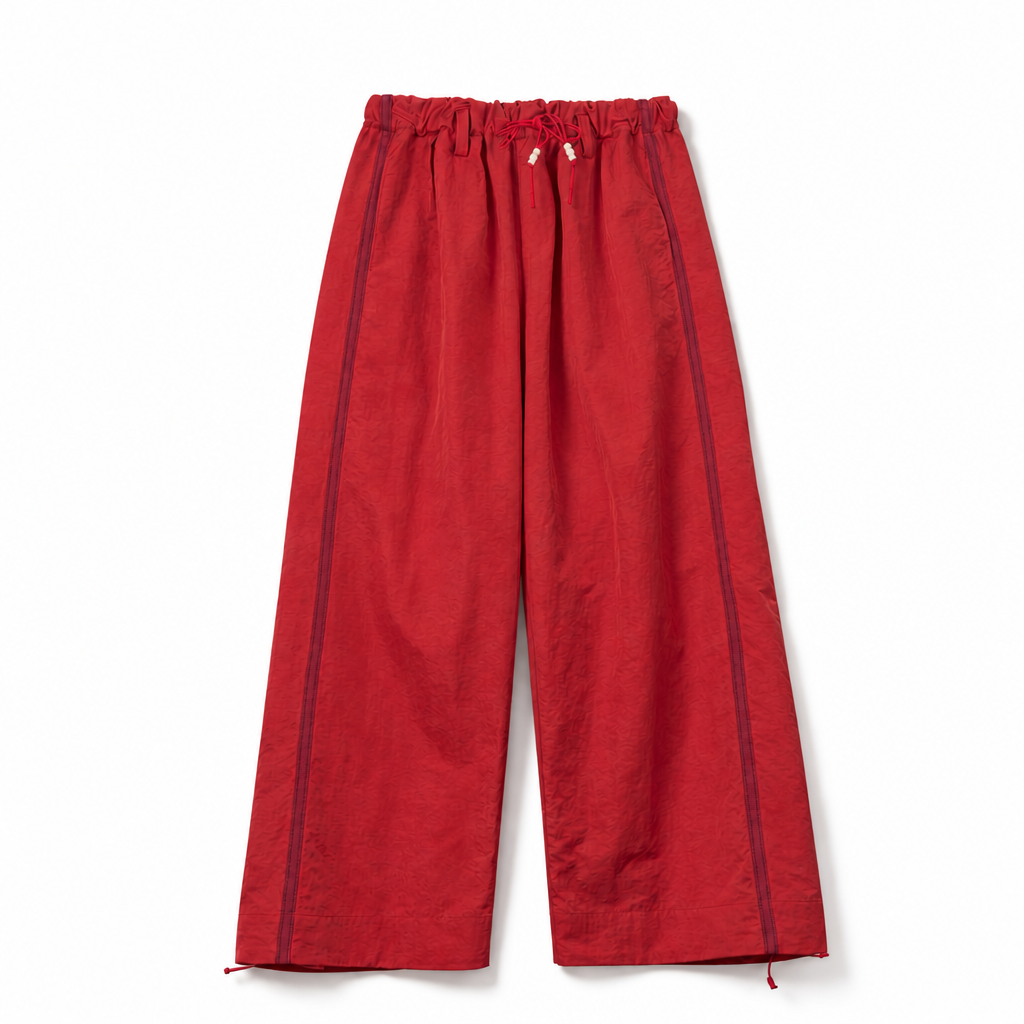 Mingstreet ASC launch still-life | SIMPLE PROJECT | Pleated Wide Leg Nylon Pants | Red | background_redo_2026-06-21