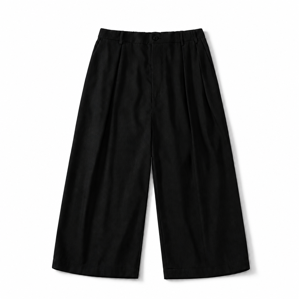 Mingstreet ASC launch still-life | SIMPLE PROJECT | Pleated Cropped Wide Leg Trousers | Black | background_redo_2026-06-21