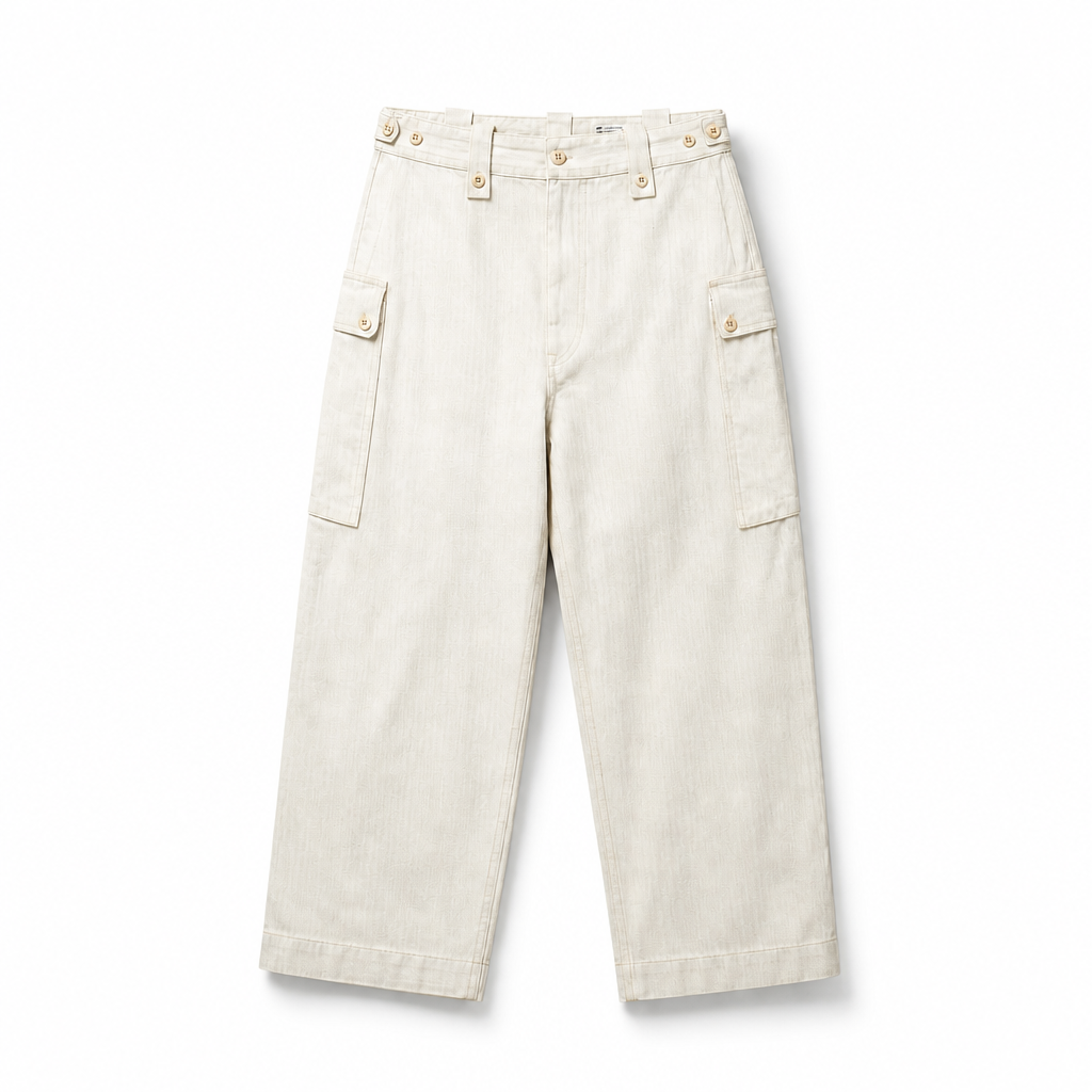 Mingstreet ASC launch still-life | USAGE | Heavyweight Herringbone Cargo Pants | White | background_redo_2026-06-21
