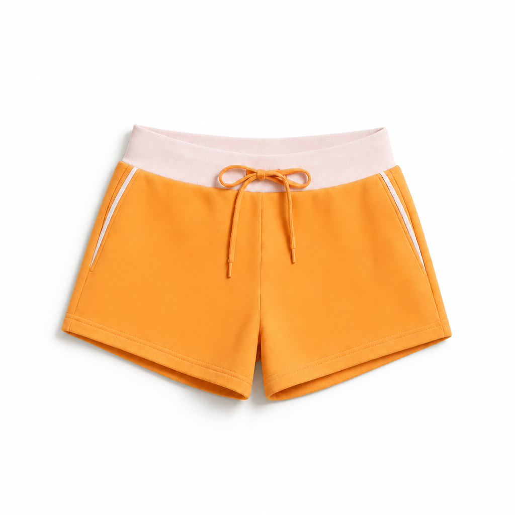 Mingstreet ASC launch still-life | RARELY ALIKE | Color Block Cotton Blend Sweatshorts | Orange | background_redo_2026-06-21