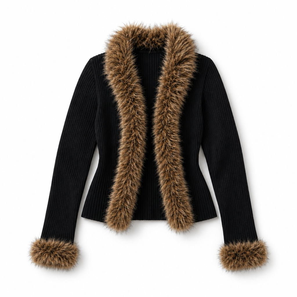 Mingstreet ASC launch still-life | BEERBRO | Faux Fur Trim Ribbed Cardigan | Black | background_redo_2026-06-21