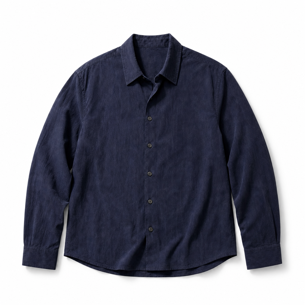 Mingstreet ASC launch still-life | SIMPLE PROJECT | Washed Lyocell Long Sleeve Shirt | Navy Blue | background_redo_2026-06-21