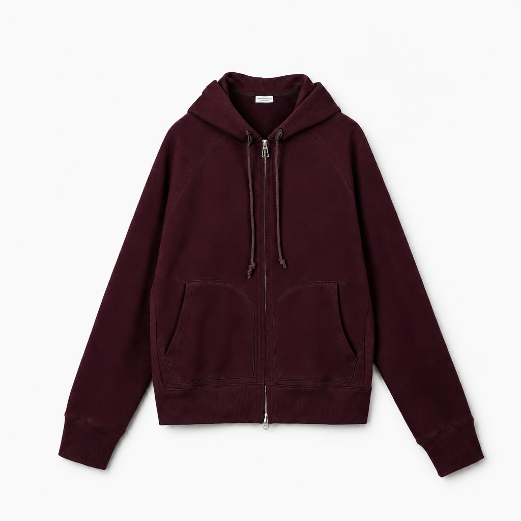 Mingstreet ASC launch still-life | SIMPLE PROJECT | Cotton Blend Zip Up Hoodie | Burgundy | background_redo_2026-06-21