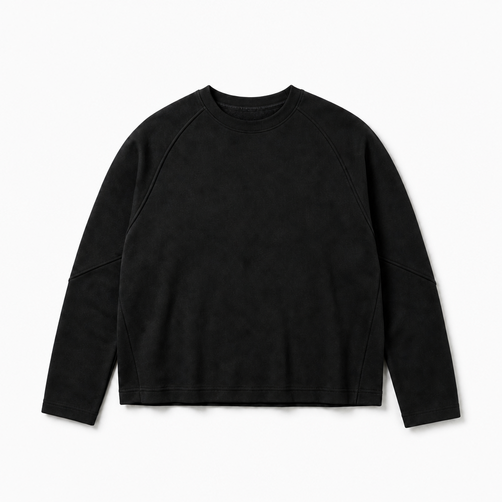 Mingstreet ASC launch still-life | JCAESAR STUDIO | Structural Seam Viscose Sweatshirt | Black | background_redo_2026-06-21