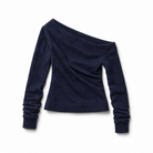 Mingstreet ASC launch still-life | RARELY ALIKE | Asymmetric Off Shoulder Sweatshirt | Navy Blue | background_redo_2026-06-21