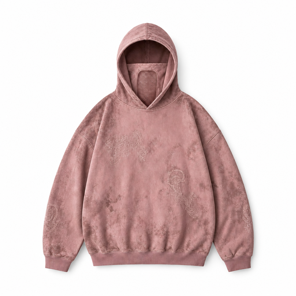 Mingstreet ASC launch still-life | PERSONSOUL | Embroidered Distressed Mask Hoodie | Pink | background_redo_2026-06-21