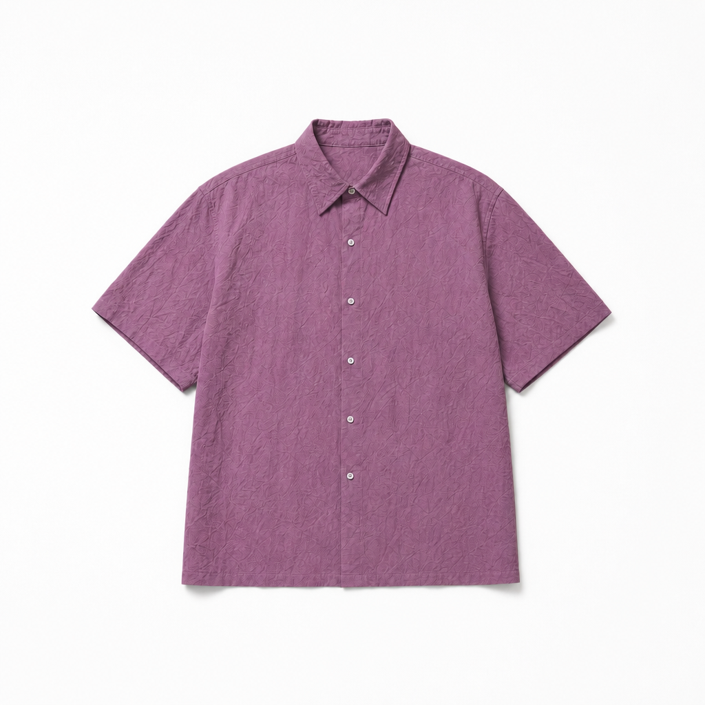 Mingstreet ASC launch still-life | SIMPLE PROJECT | Crinkled Linen Blend Short Sleeve Shirt | Purple | background_redo_2026-06-21