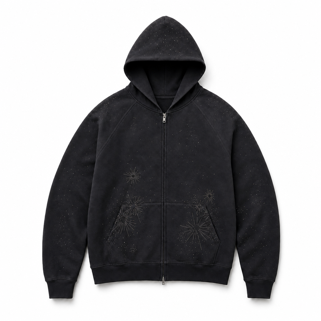 Mingstreet ASC launch still-life | MASONPRINCE | Fireworks Cotton Zip Up Hoodie | Black | background_redo_2026-06-21