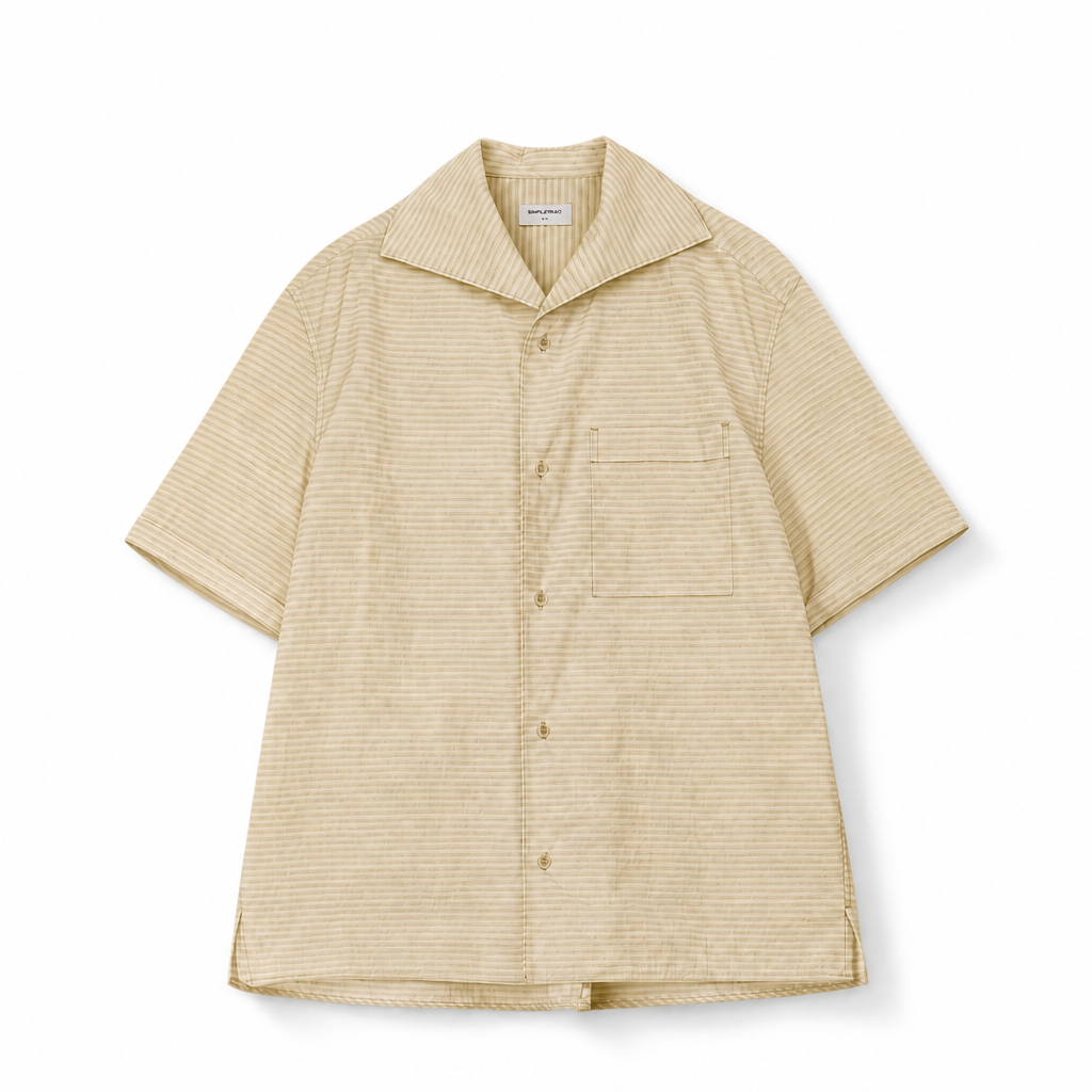Mingstreet ASC launch still-life | SIMPLE PROJECT | Striped One Piece Collar Shirt | Beige | background_redo_2026-06-21