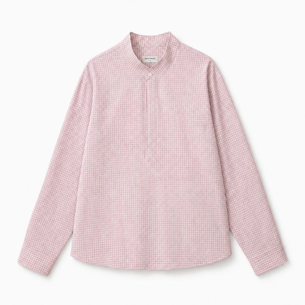 Mingstreet ASC launch still-life | SIMPLE PROJECT | Half Placket Plaid Popover Shirt | Pink | background_redo_2026-06-21
