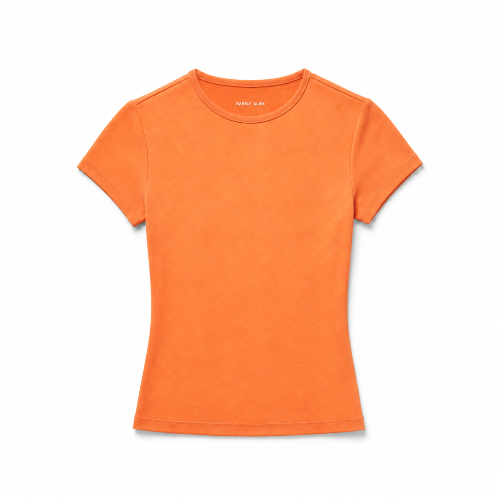 Mingstreet ASC launch still-life | RARELY ALIKE | Cotton Blend Crew Neck T Shirt | Orange | background_redo_2026-06-21