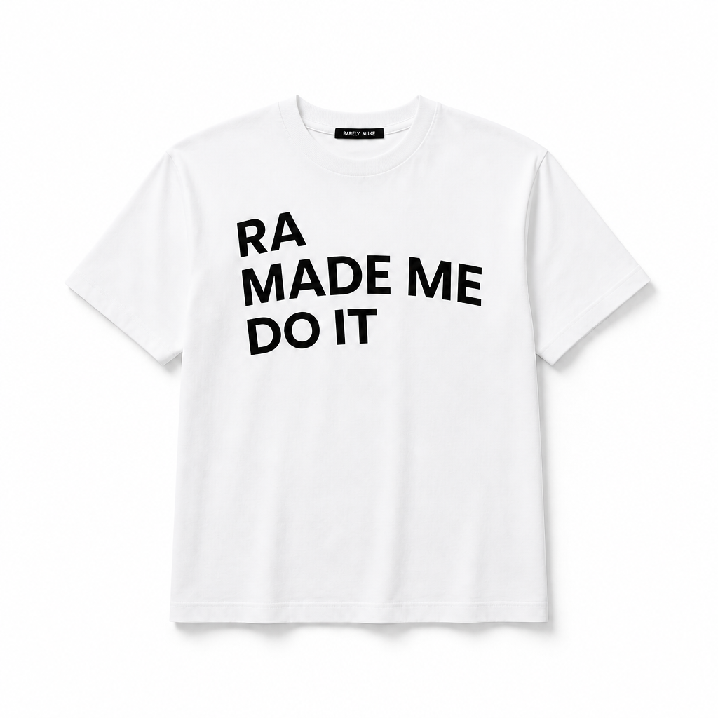 Mingstreet ASC launch still-life | RARELY ALIKE | Anniversary Slogan Cotton T Shirt | White | background_redo_2026-06-21