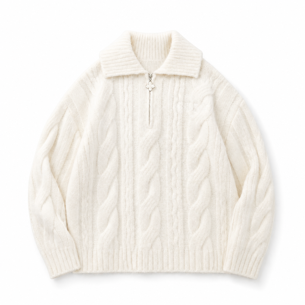 Mingstreet ASC launch still-life | MEDM | Cable Knit Quarter Zip Sweater | White | background_redo_2026-06-21