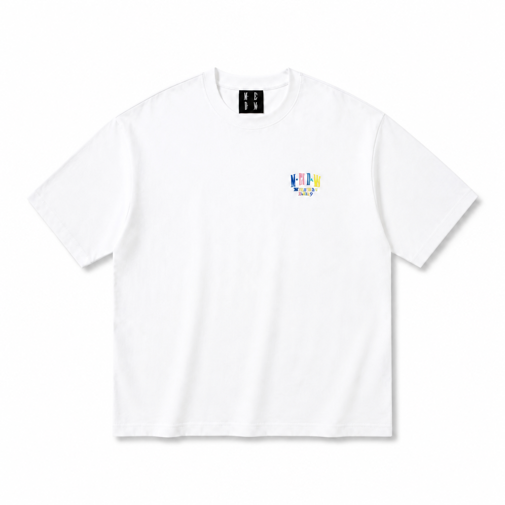 Mingstreet ASC launch still-life | MEDM | Letter Embroidery Cotton T Shirt | White | background_redo_2026-06-21