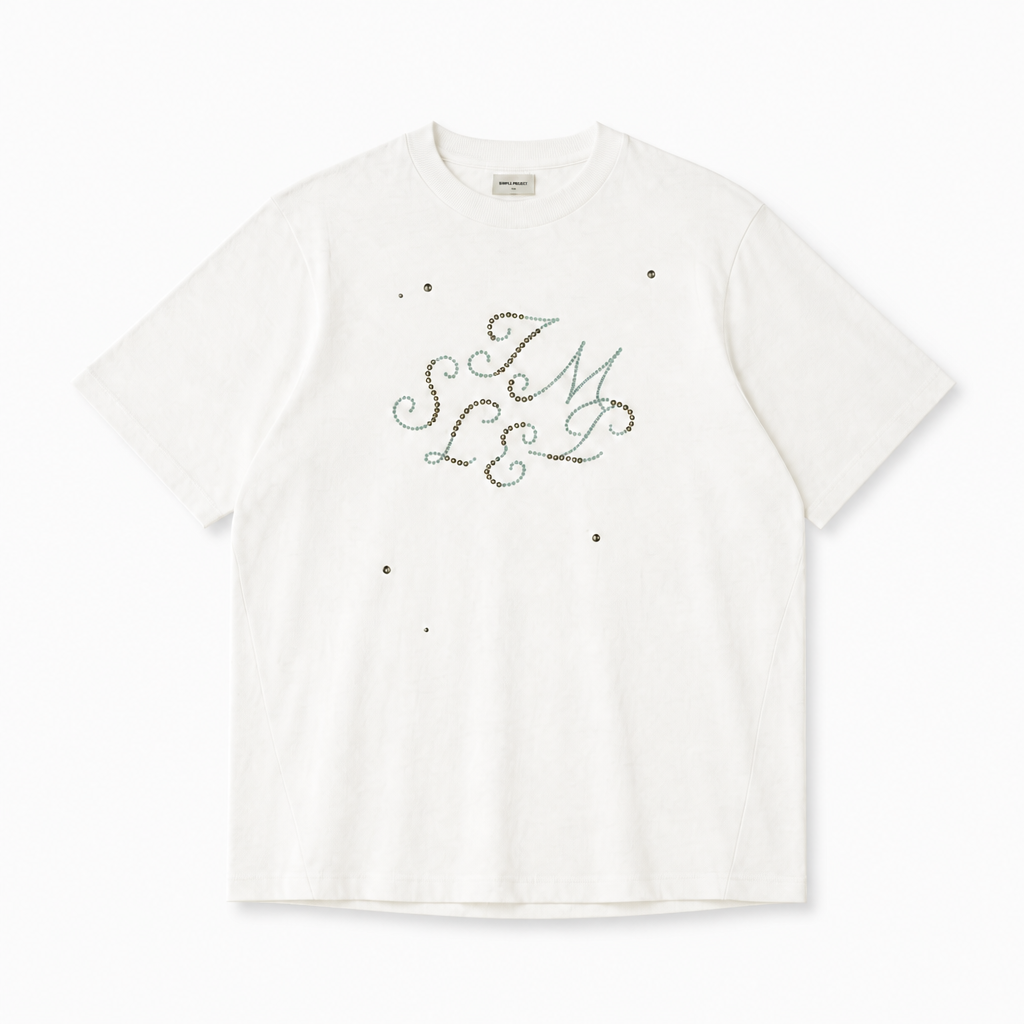 Mingstreet ASC launch still-life | SIMPLE PROJECT | Brass Stud Retro Logo Cotton T Shirt | White | background_redo_2026-06-21