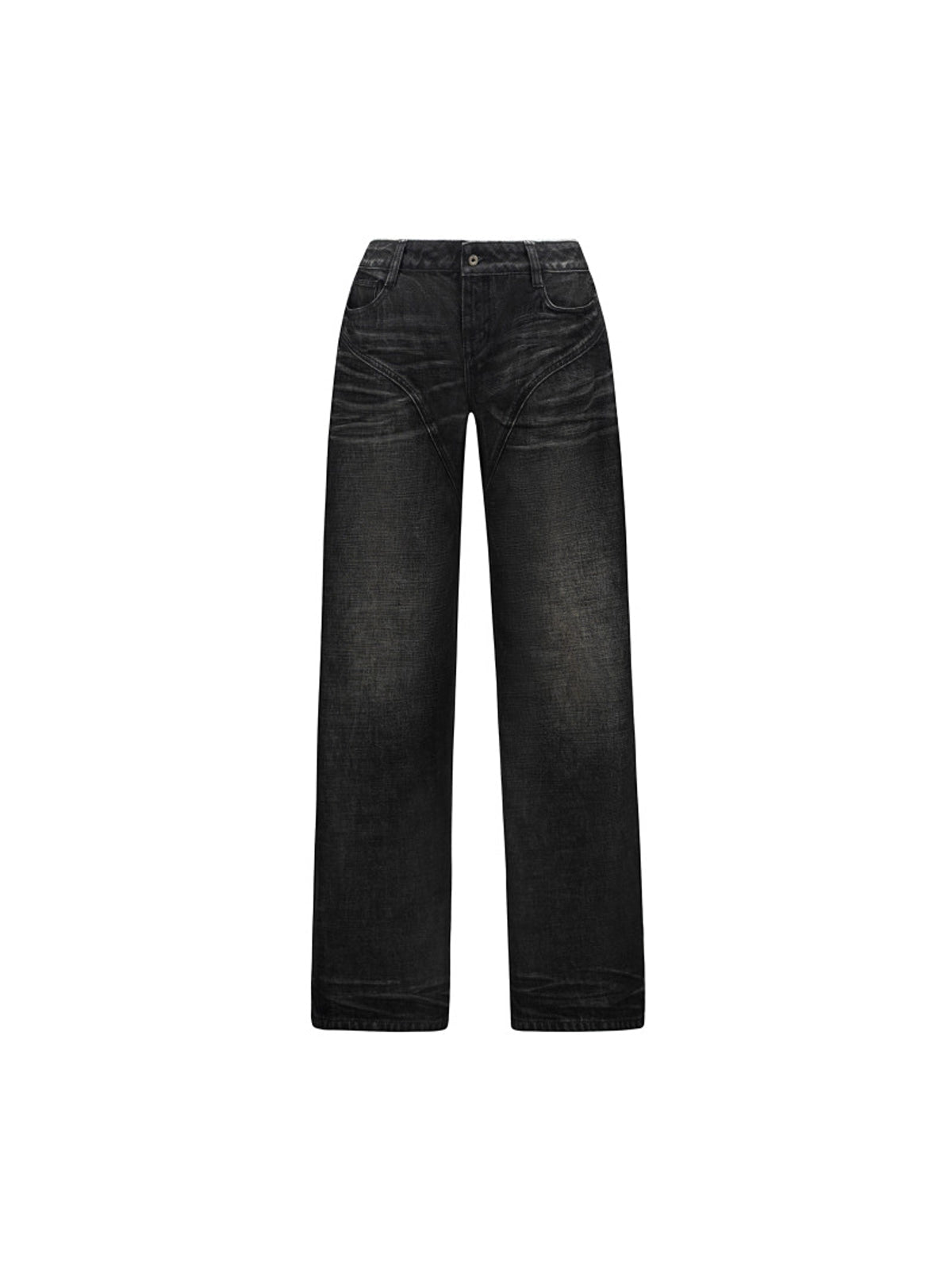 FaxCopyExpress Curved Panel Dirty Wash Jeans in Gray