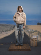 SOD Distressed Graffiti Embroidered Jeans in Blue - On Male Model