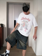 UNKNOWNWORLD Mud Dye Reverse Pocket Shorts in Yellow - On Male Model
