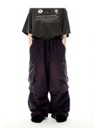 UNKNOWNWORLD Detachable Wide Leg Cargo Pants in Charcoal - On Model