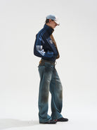 BLINDNOPLAN Colorblock Cropped Track Jacket in 多色拼接 - On Male Model