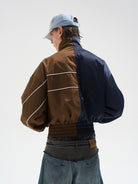 BLINDNOPLAN Colorblock Cropped Track Jacket in 多色拼接 - On Model