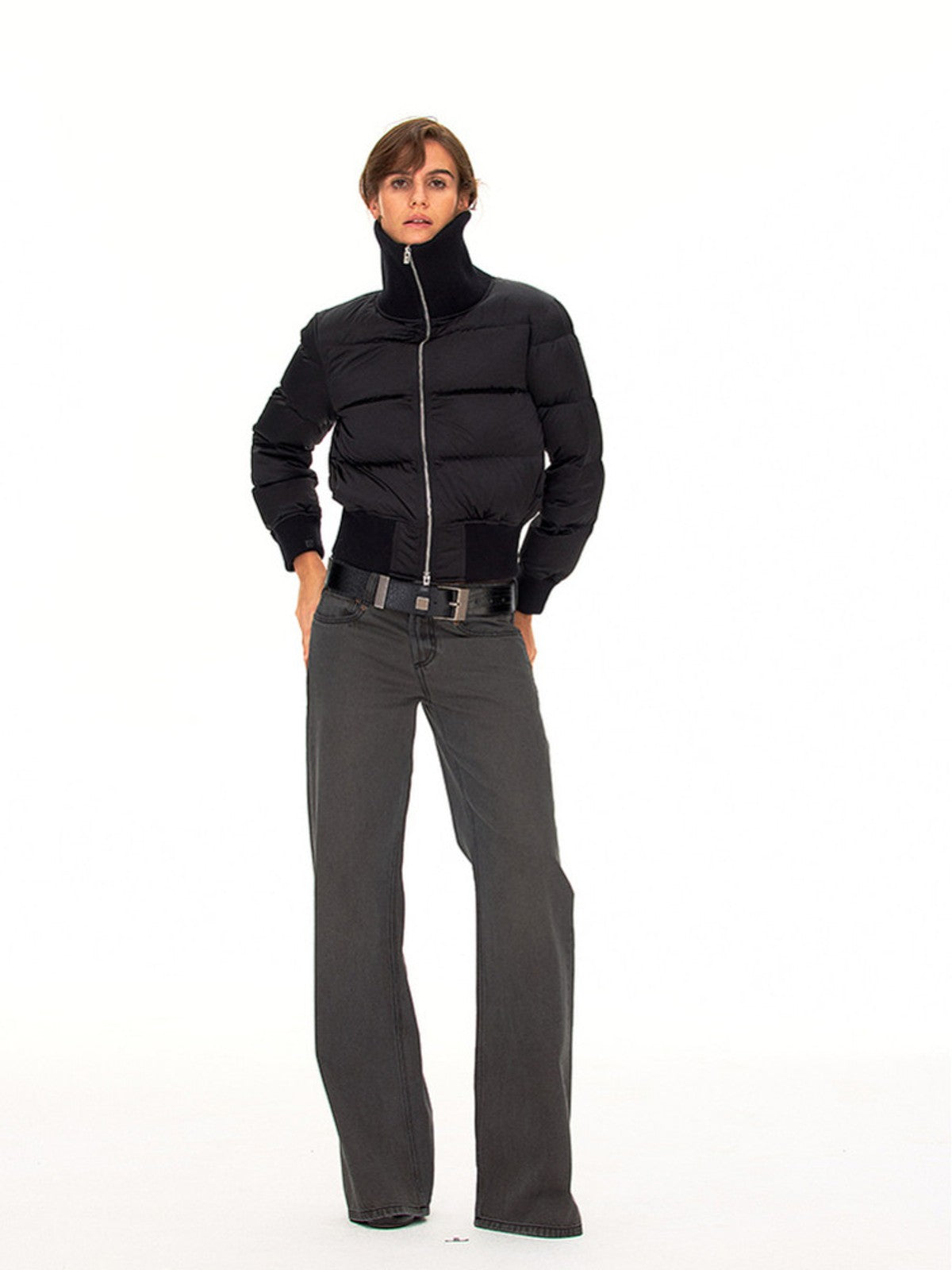 FaxCopyExpress Vintage Wash Gray Jeans in Gray - On Female Model