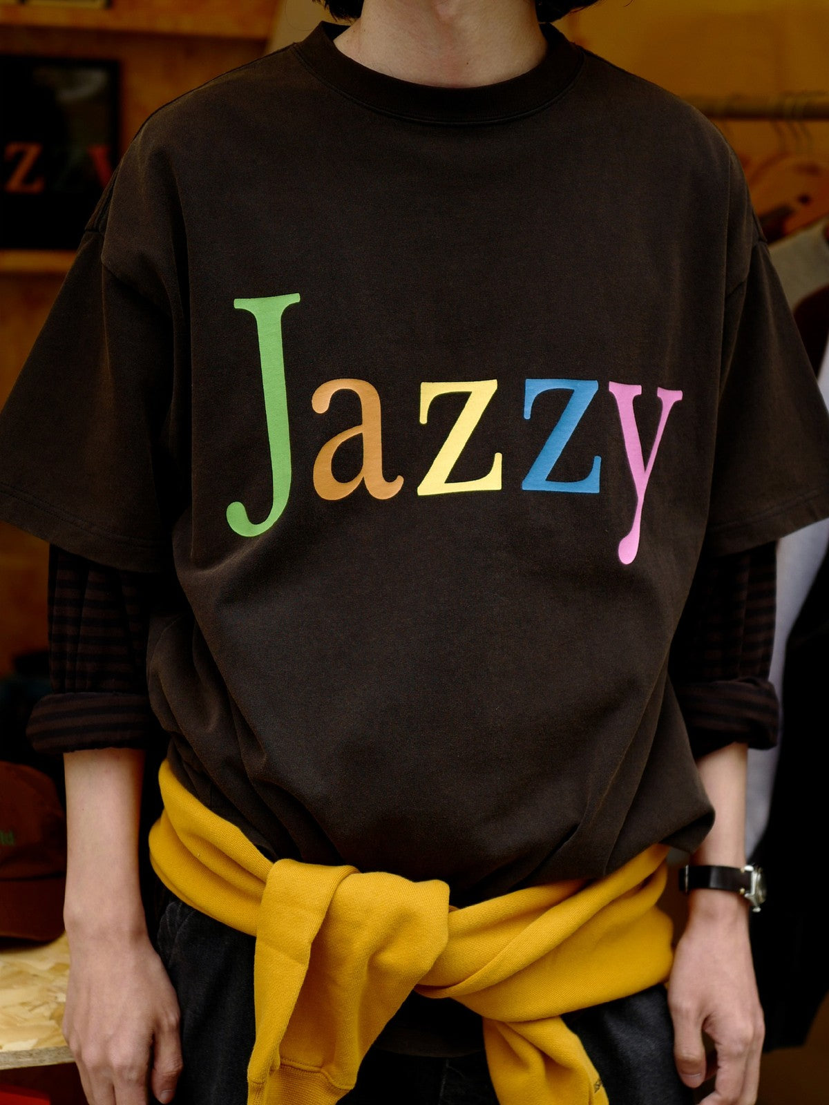 USAGE JZ Festival Graphic Cotton T Shirt in Black - On Model