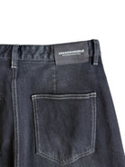 UNKNOWNWORLD Washed Waxed Wide Leg Jeans in Black - Detail